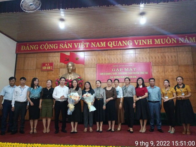 XÃ SƠN KIM 2 TỔ CHỨC GẶP MẶT CÁN BỘ ĐƯỢC ĐIỀU ĐỘNG LUÂN CHUYỂN CÔNG TÁC CỦA TRƯỜNG MẦM NON SƠN KIM 2